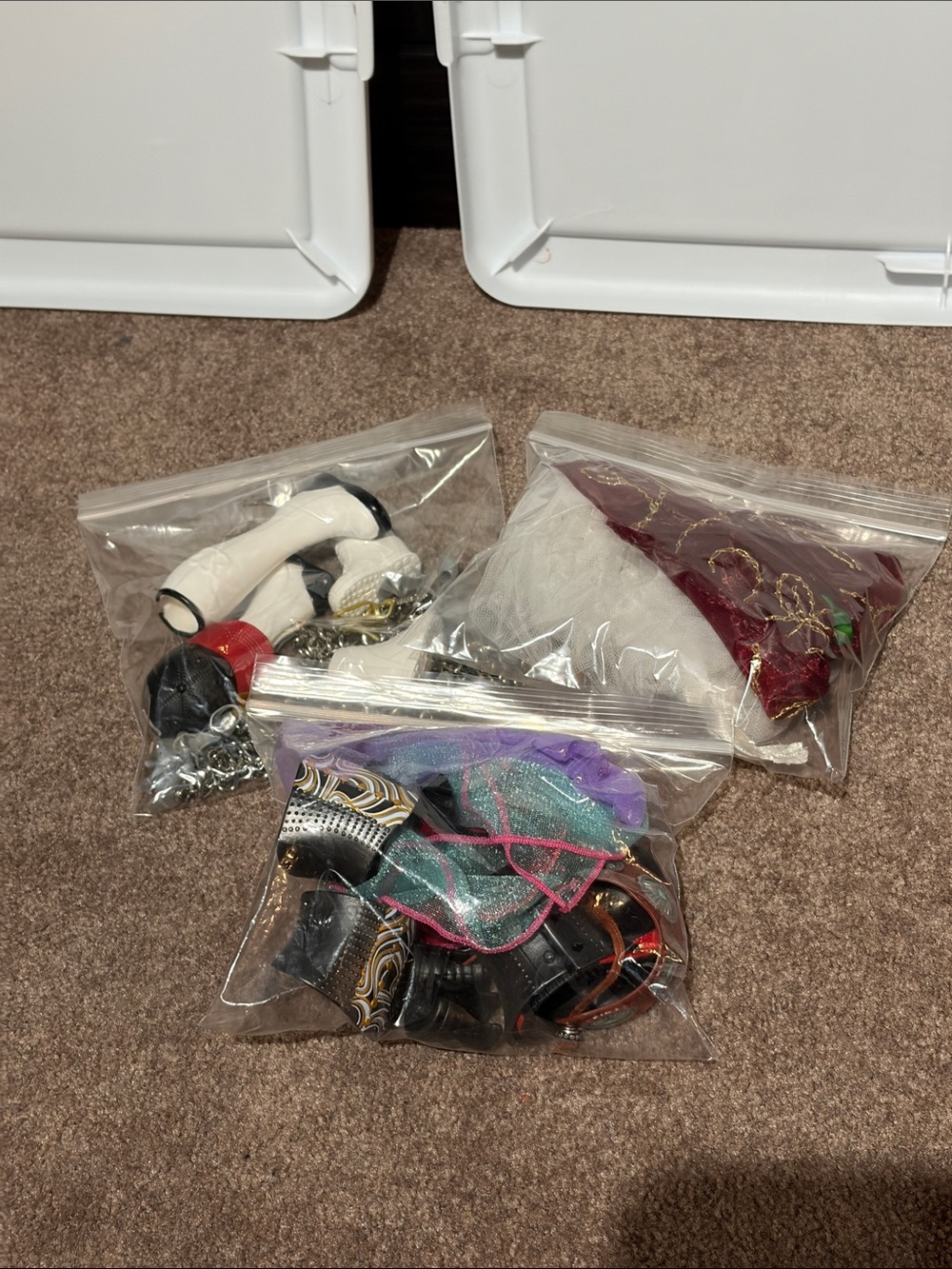 Mixed Barbie Accessories Lot - Black, White, Red, Purple, Teal